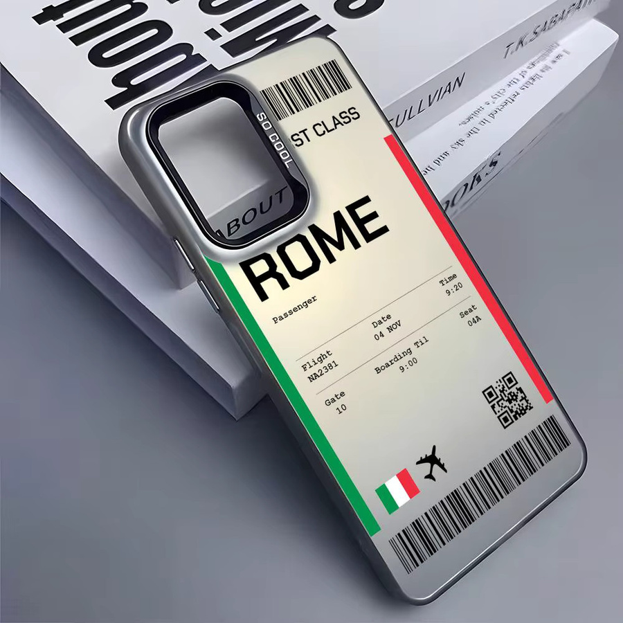 Samsung Handyhülle Flugticket Italien Laser Matt Stoßfeste Hartschalen-Rückseite für S25 S24 S23 S22 S21 Ultra Plus in Schwarz Multicolour - Bild 2