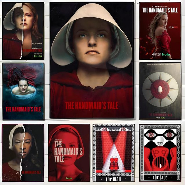 M-Movies The Handmaids Tale Poster Wandkunstdruck in Rot und Weiß, ungerahmt - Bild 1