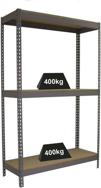 PROREGAL Schwerlastregal Wood Yeti Three aus Stahl und Spanplatte, Grau, H x B x T: 200 x 180 x 75 cm - Bild 1