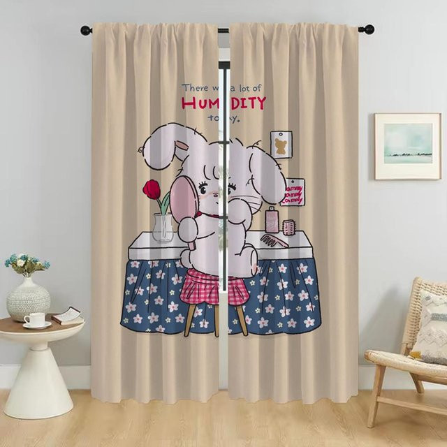 Mikko Home Halloween Tüll-Vorhänge für Wohnzimmer und Schlafzimmer, 2er-Set, Beige, B: 50 cm, H: 70 cm - Bild 1
