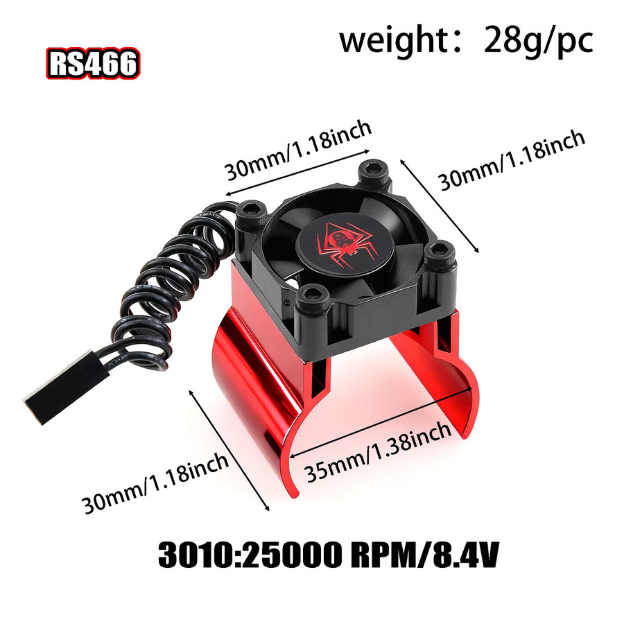 RS RC Auto Motor Lüfter mit Kühlkörper, Metall, Rot, Zubehör - Bild 4