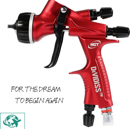 DeVIDISS HVLP Spritzpistole mit 1,3 mm Düse und 600 ml Behälter für Autolackierung und Lackierarbeiten in Rot - Bild 1