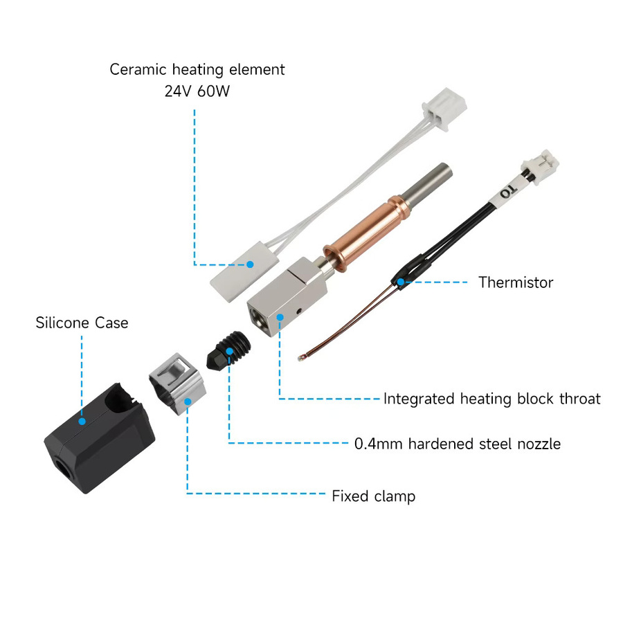 Anycubic Hotend-Kit für Anycubic Kobra 3 und Kobra 3 Combo mit Bi-Metall Heatbreak, 24V 60W Thermistor-Heizrohr - Bild 4