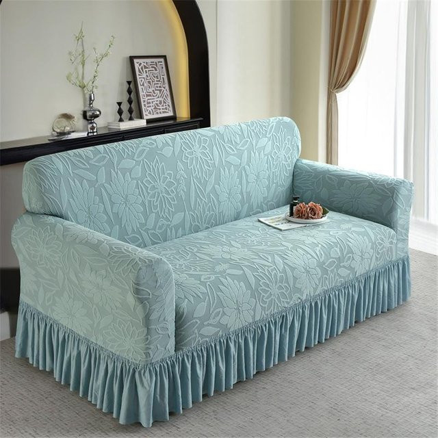 Rutschfester Jacquard Sofabezug für 1-Sitzer, elastisch und schmutzabweisend, Farbe: Türkis, Breite: 90-140 cm - Bild 1