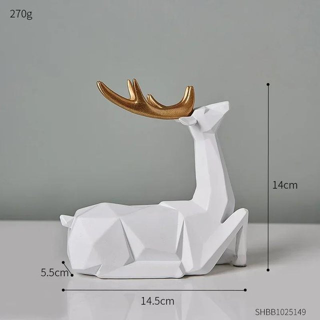 Geometrische Hirschfigur aus Harz im modernen nordischen Design als Tischornament für dein Wohnzimmer - Bild 1