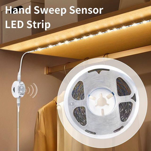 ATcomm LED Lichtstreifen mit PIR Bewegungssensor IP65 Wasserdicht DC 12V für Kleiderschrank und Unterschränke - Bild 1