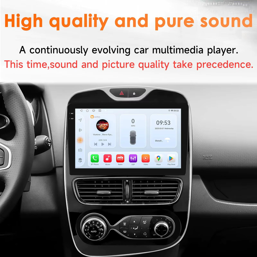 Hizpo Android 14 Autoradio für Renault Clio 4 2012-2019 mit 8GB RAM, 128GB Speicher, Qualcomm Snapdragon 6115, GPS und 4G Carplay in Schwarz - Bild 4