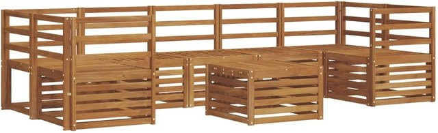 vidaXL Sofagarnitur 8-teilig aus Massivholz Akazie in Natur Braun im U-Form Design - Bild 1