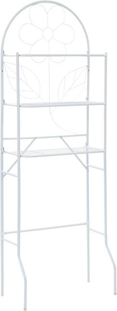 Toilettenregal Yiwydaa Weiß aus Metall mit floralem Design, B/T/H: 60 x 33 x 174 cm - Bild 1