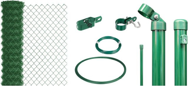 Maschendrahtzaun Set Gah-Alberts in Grün zum Einbetonieren, PVC-beschichtet, H: 1 m, L: 15 m - Bild 1