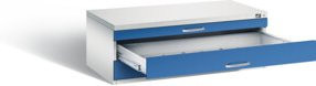 C+P Flachablageschrank Serie 7100_7200, Front Enzianblau, Korpus Lichtgrau, H x B x T: 42,0 x 110,0 x 76,5 cm - Bild 1