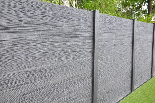 Betonzaun Linestone grau doppelseitig B: 200 cm, H: 200 cm - Bild 1