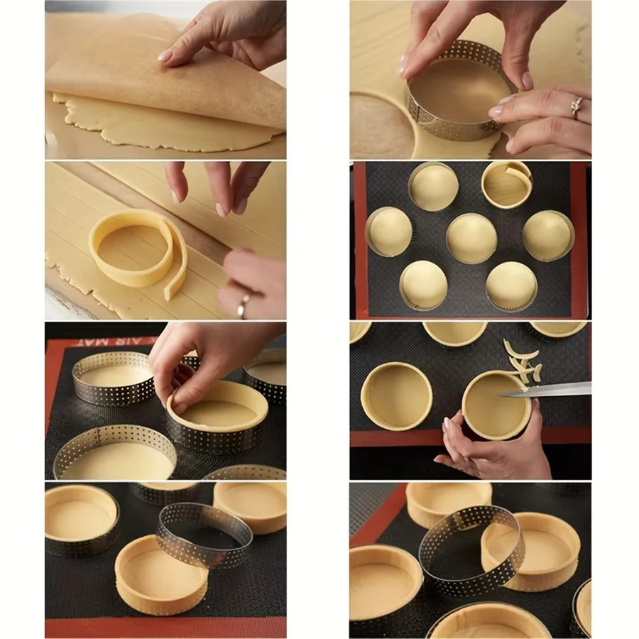 Set aus hitzebeständigen Tortenringen aus Edelstahl für Mousse und Desserts, Schwarz, 6 oder 8 Stück - Bild 3