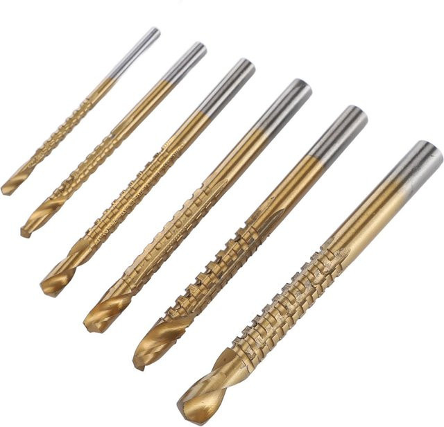 6er Set Spiralbohrer Sägezahn-Seitenbohrer von Toys Arts in Gold für Holz und Kunststoff zur Nuten- und Fasenbearbeitung - Bild 1