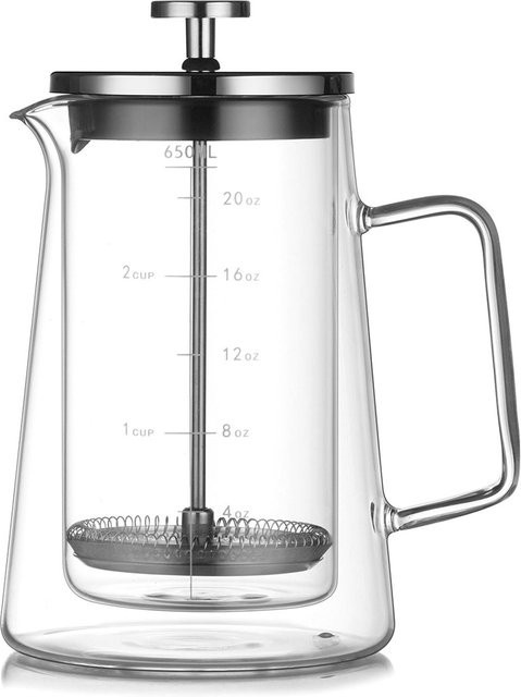 Aihogard French-Press-Kaffeebereiter mit hitzebeständiger transparenter Glaskanne und Feinfiltersystem - Bild 1