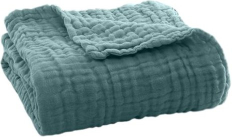 Hongbayi Musselin Decke aus Baumwolle, atmungsaktiver Sommer Überwurf in Dunkelgrün, 100 cm - Bild 1
