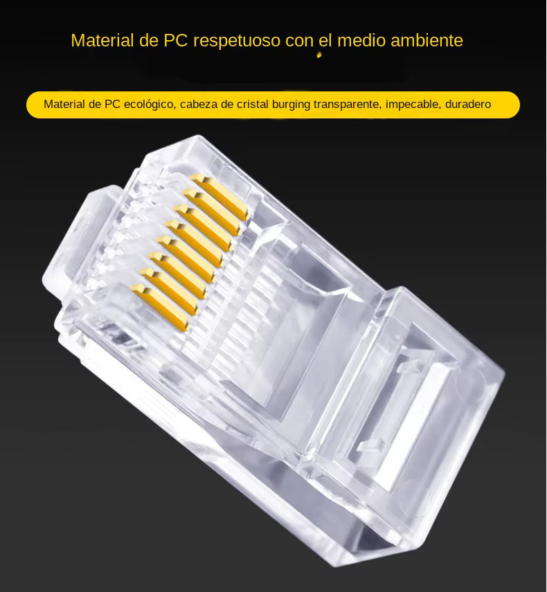 100 Stück Mrgabwte RJ45 Ethernet LAN Modulstecker Cat5 mit vergoldeten Kontakten in Transparent/Gold - Bild 6