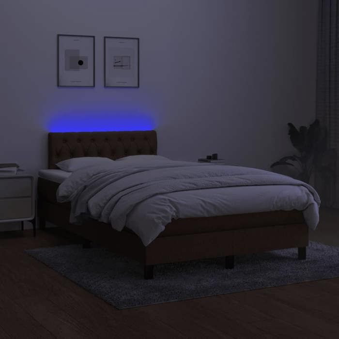 Polster-Bettrahmen mit Matratze von Maison Exclusive in Dunkelbraun mit LED-Streifen, B/T: 120 x 190 cm - Bild 2
