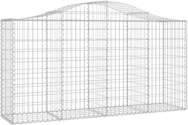 vidaXL Gabionen mit Hochbogen Set aus verzinktem Eisen, Farbe: Silber, 18 Stück, B/T/H: 200 x 50 x 100/120 cm - Bild 1