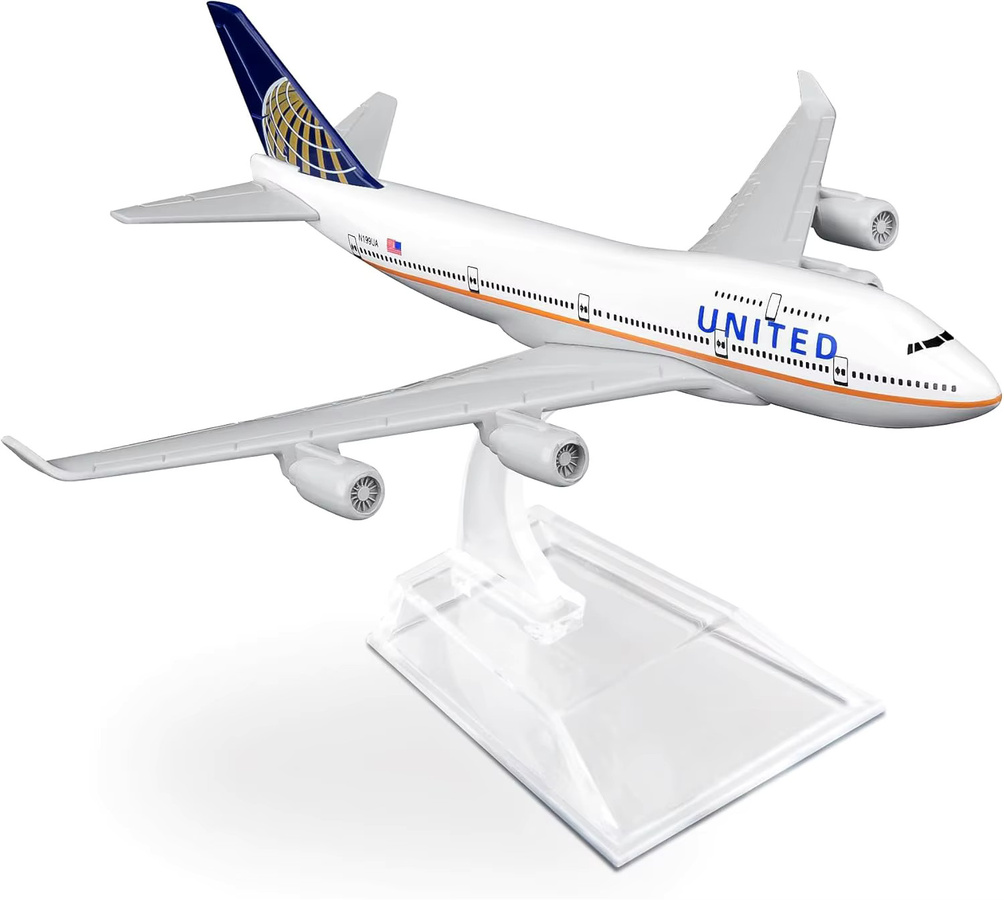 ZOCO B747 United Flugzeug Modell, Verkehrsflugzeug, Metall, 16cm - Bild 5