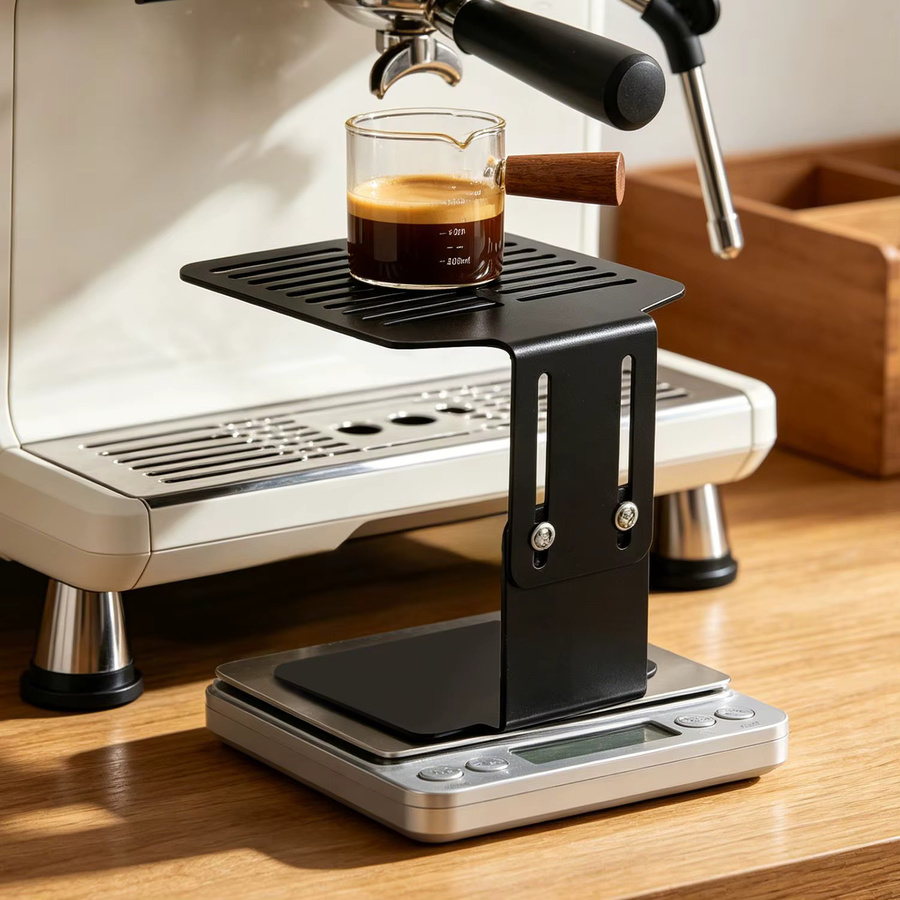 Yuanirmo Elektronische Kaffeewaage mit höhenverstellbarem Espresso-Extraktionsbecherhalter in Schwarz - Bild 1