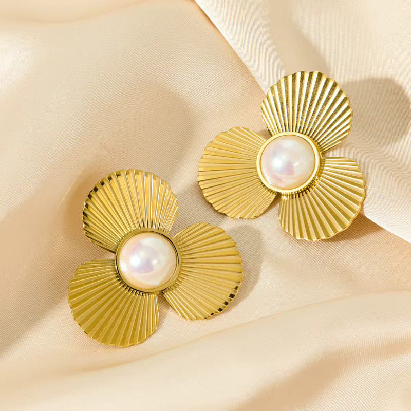Eilieck Ohrringe, Edelstahl, Perle, Gold, Damen - Bild 1