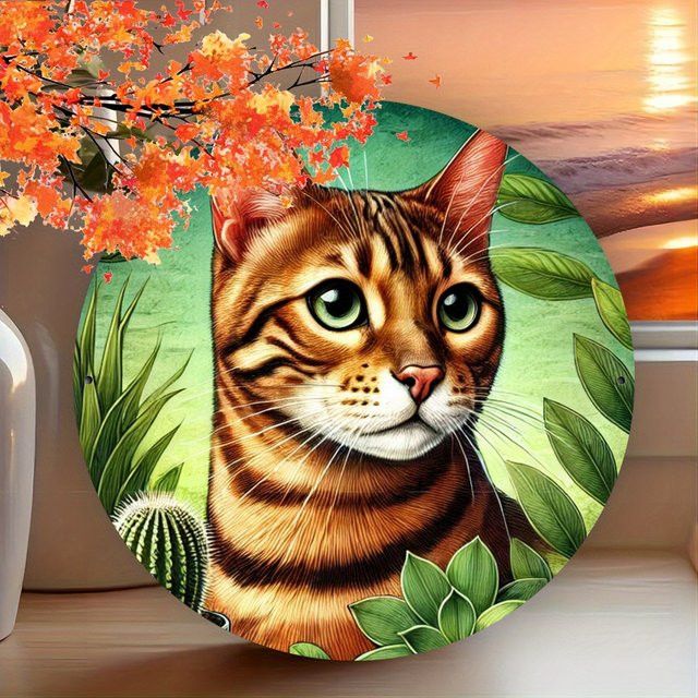 Rundes Metallschild Bengal Cat von Potdemiel, Multicolor, Durchmesser: 20,3 cm - Bild 1