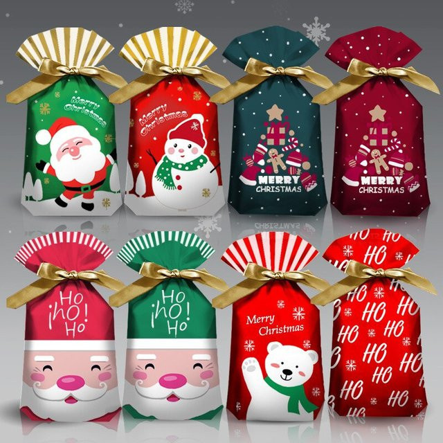 20 Stück Weihnachtliche Santa Geschenktüten aus Kunststoff für Süßigkeiten und Weihnachtsdekoration - Bild 1