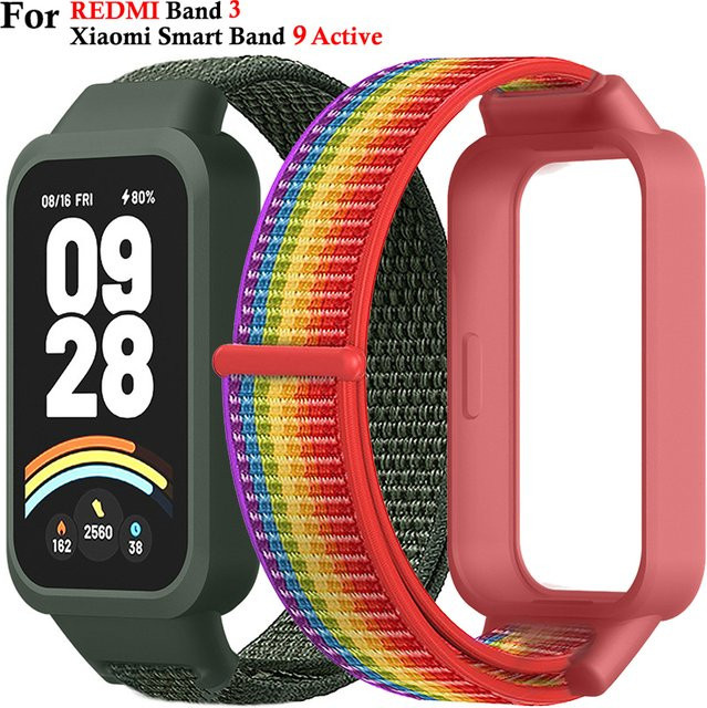 ATOPKEY Nylon-Schlaufenarmband für Xiaomi Redmi Band 3, Mi Band 9 und Mi Band 9 Active, atmungsaktiv, Unisex, Multicolour - Bild 1