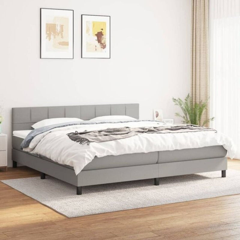 vidaxl Boxspringbett mit Matratze in Grau und Weiß aus Stoff, B/T/H: 160 x 200 x 78 cm - Bild 1