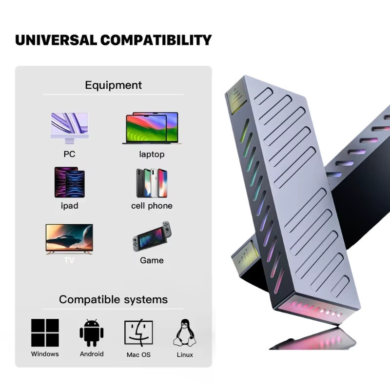 Kebidu M.2 NVMe und SATA SSD-Gehäuse Dual Protocol Adapter mit USB 3.1 Typ C, 10 Gbit/s, Aluminium Externe Box für M- und B&M Key - Bild 5