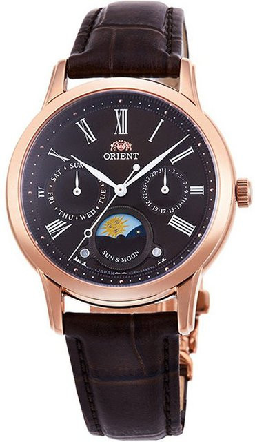 Orient Armbanduhr, Quarz, Edelstahl, Leder, Braun, 35 mm, Damen - Bild 1