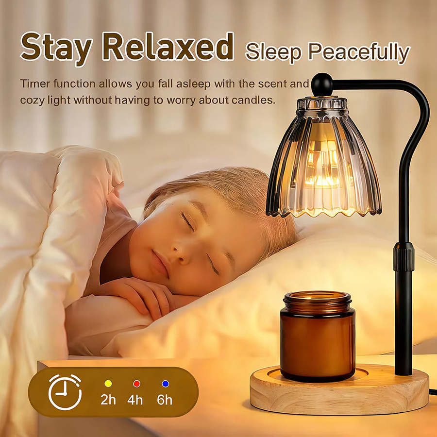 RUNTOIN Kerzenwärmer-Lampe mit Timer und Dimmer in Schwarz mit transparentem Glas-Dome - Bild 3