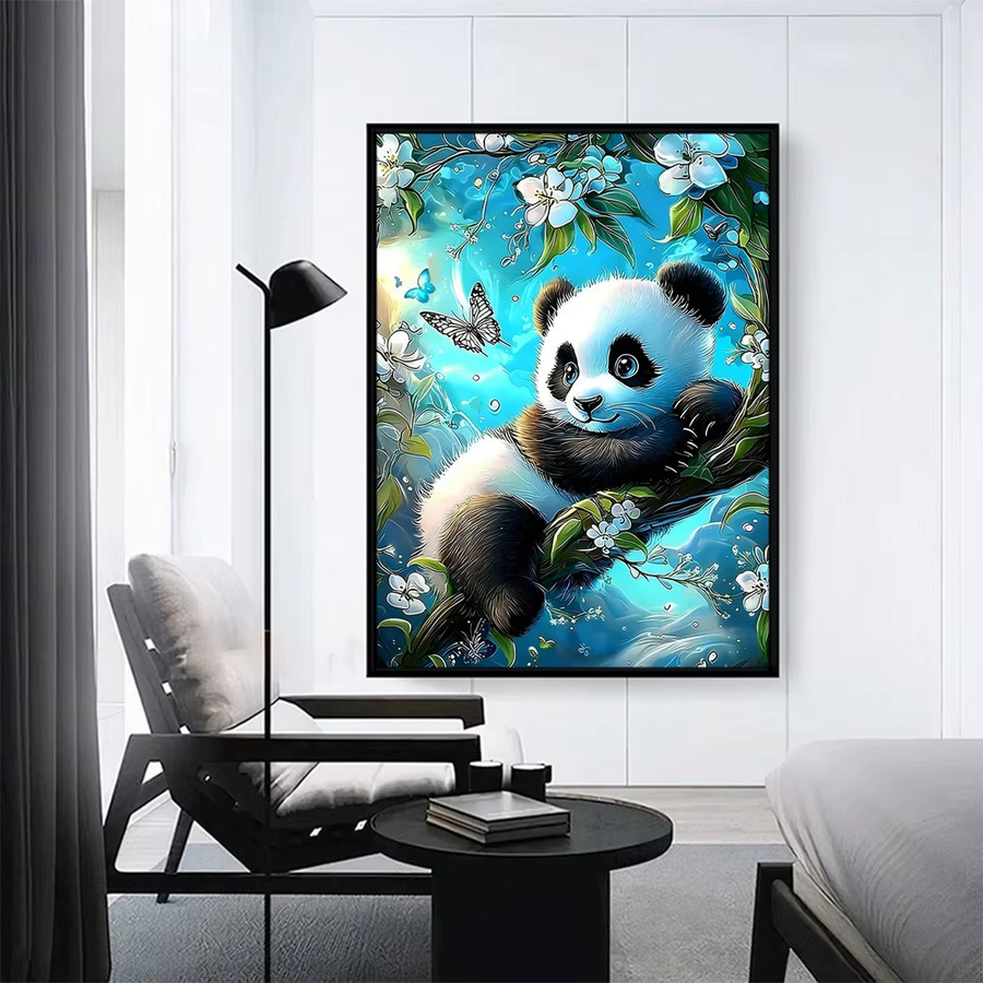 EverShine Diamant-Gemälde Panda DIY Mosaik-Set mit Schmetterling und Blumen für Erwachsene - Bild 3