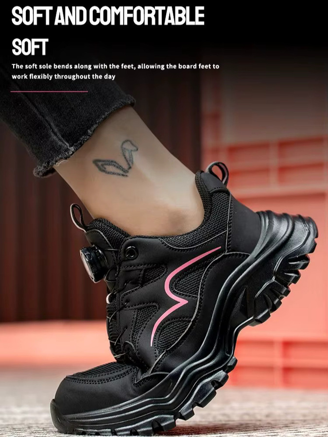 Damen Sicherheitsschuhe kankeirr in Schwarz mit Stahlkappe und Drehknopf als rutschfeste Arbeitsschuhe - Bild 7