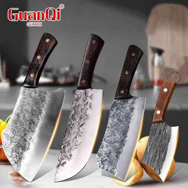 GuanQi Handgeschmiedetes Küchenmesser mit Holzgriff als Ultrascharfes Metzgerbeil zum Fleischschneiden und Fischfiletieren - Bild 1