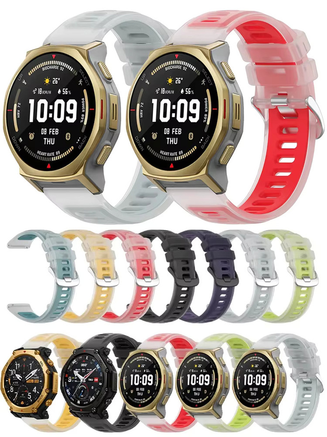 Amazfit Uhrenarmband Silikon, halbtransparent, 20 mm, 22 mm, Unisex - Bild 5