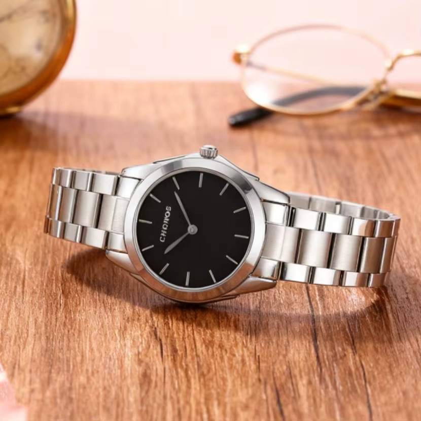 CHRONOS Armbanduhr Quarz, Edelstahl, Schwarz, Silber, Damen - Bild 1