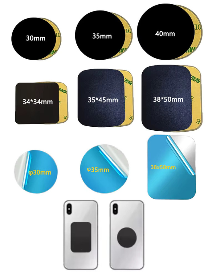 DOLANBIA Magnetische Metallplatten in Schwarz und Silber für universelle Auto-Handyhalterungen, Eisenblech-Scheiben als Aufkleber für Magnetständer - Bild 6