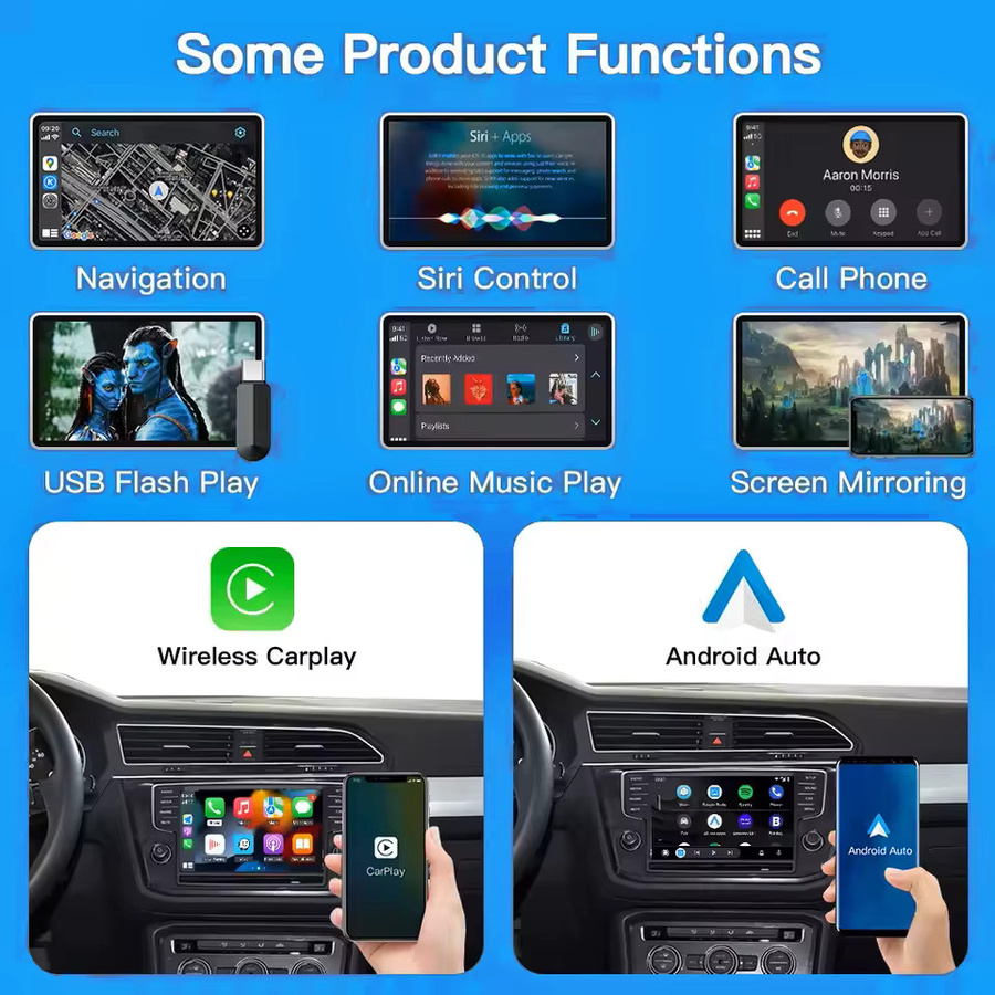 CARABC Drahtloses CarPlay und Android Auto Modul mit Airplay für VW Volkswagen MIB Skoda Octavia A5 Polo Golf 7 Passat B8, Schwarz - Bild 4