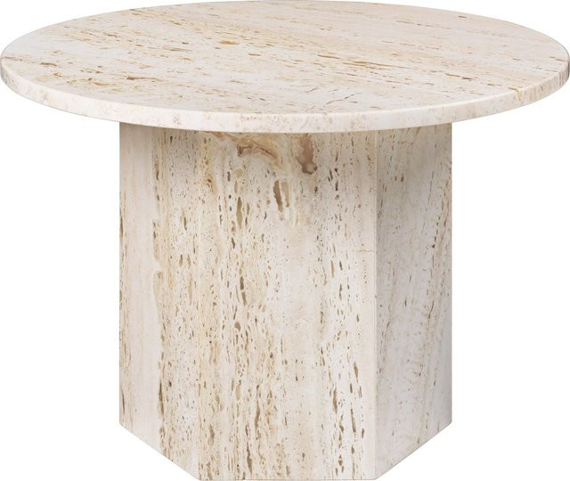 Gubi Epic Couchtisch aus weißem Travertinstein in runder Form - Bild 1