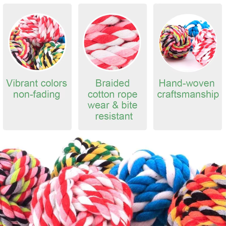 Holapet Hunde-Seilball-Spielzeuge, 3er-Pack, Bunte Geknotete Baumwollseil-Kauspielzeuge - Bild 3