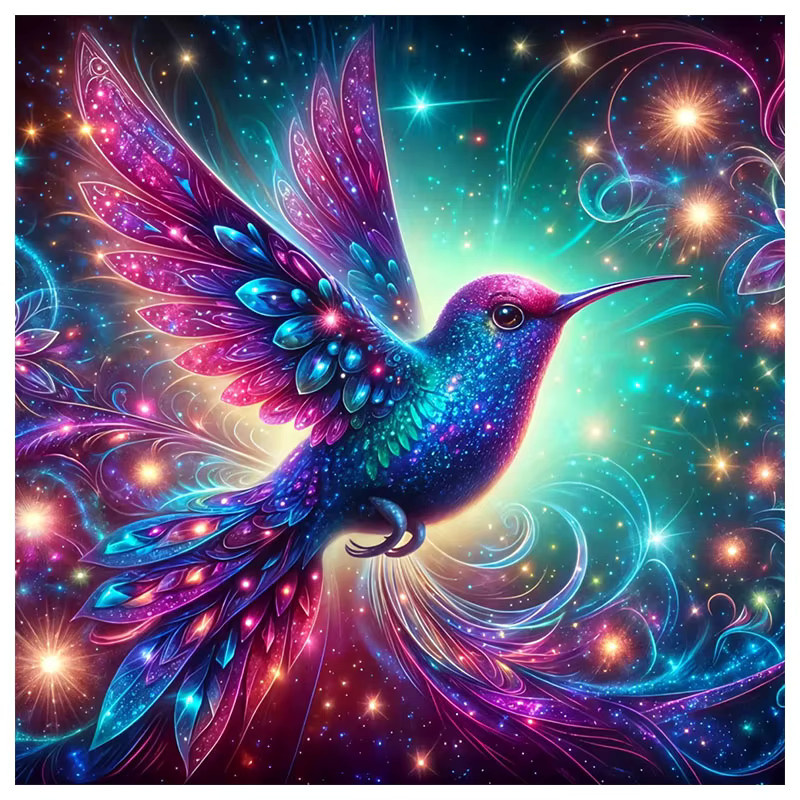 HUACAN Diamantmalerei Vogel Tier Fantasie Motiv als 5D Strass Diamantmosaik mit Rundbohrern in Multicolour zur Wanddekoration - Bild 5
