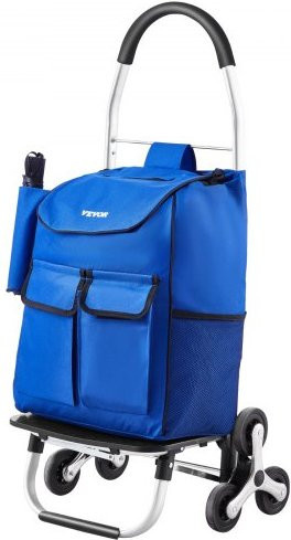 VEVOR Treppensteiger Einkaufswagen klappbar, 36L Rollwagen mit 6 Rädern und Oxford-Stofftasche, Farbe: Blau - Bild 1