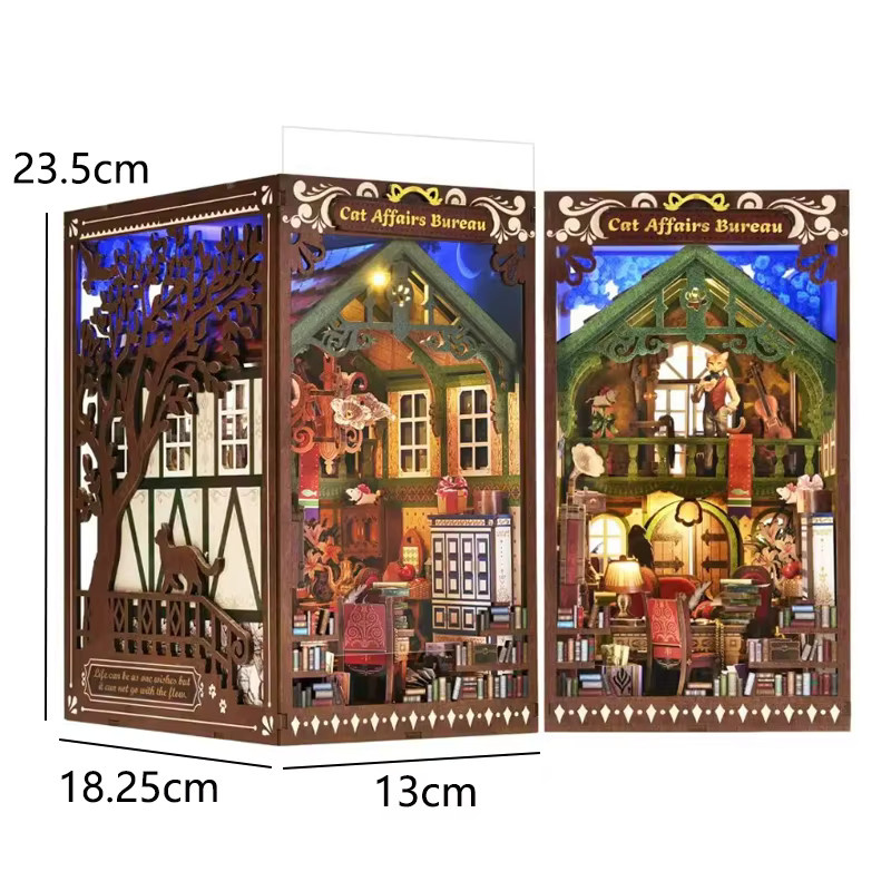 zuuton Holz Miniatur Puppenhaus DIY Buch Nook Kit, 3D Puzzle, mit LED-Licht, ab 14 Jahren - Bild 5