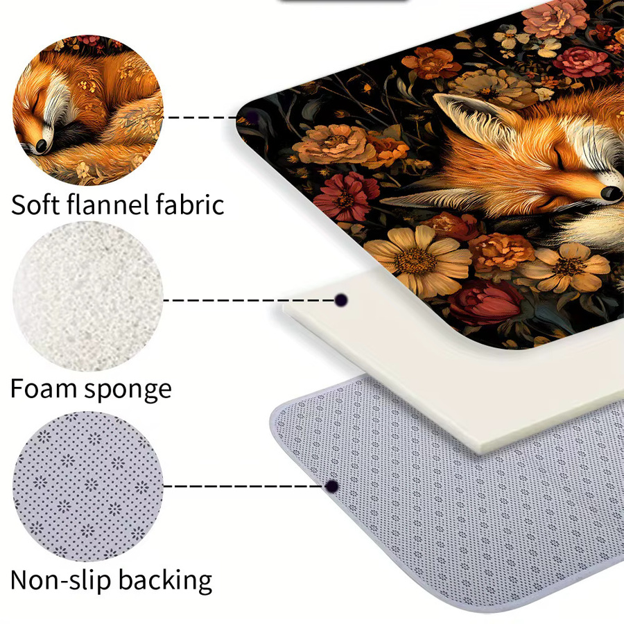 VIKAMA Schlafender Fuchs-Teppich aus Kunstfell in Multicolour für Wohnzimmer, Schlafzimmer, Küche oder Badezimmer - Bild 5