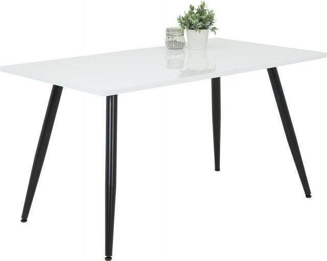 Esstisch ANIKA von Hela in Weiß Hochglanz und Schwarz pulverbeschichtet, B/H/T: 140 x 76 x 80 cm - Bild 1