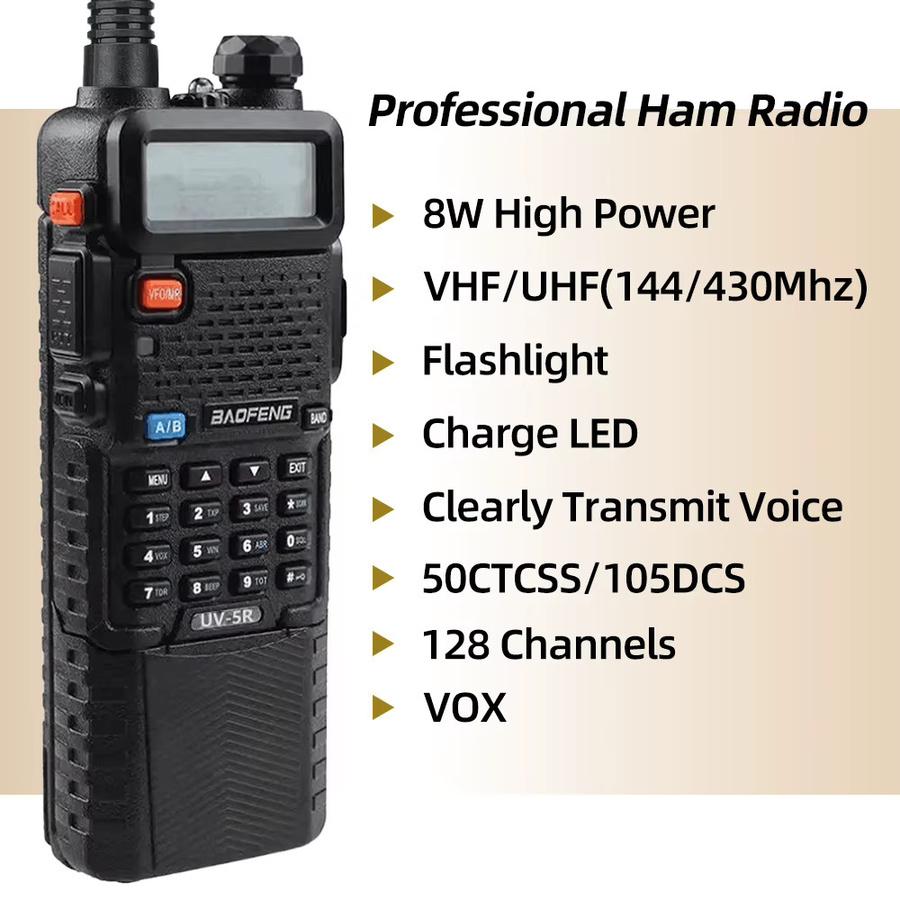 Baofeng UV-5R Handheld Walkie Talkie Dual-Band VHF UHF mit 128 Kanälen und FM Radio in Schwarz - Bild 2