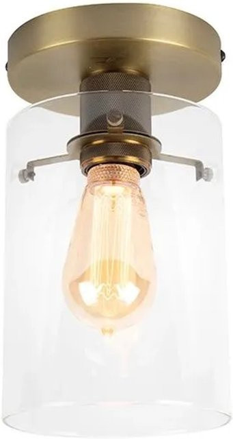 QAZQA Moderne Deckenleuchte in Bronze mit transparentem Glaskuppel und E27 Fassung, dimmbar, B/T/H: 40,0 x 25,0 x 15,0 cm - Bild 1
