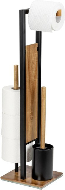 Wenko Stand WC-Garnitur Rivalta Akazie in Schwarz und Braun - Bild 1